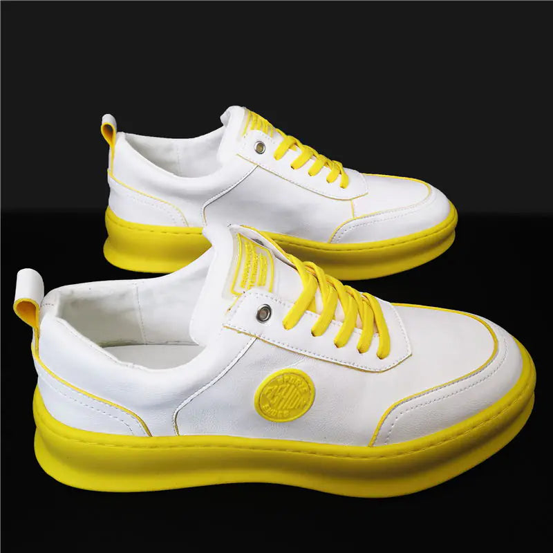 Korean Style White Sneakers for Men - Casual Hip Hop Shoes