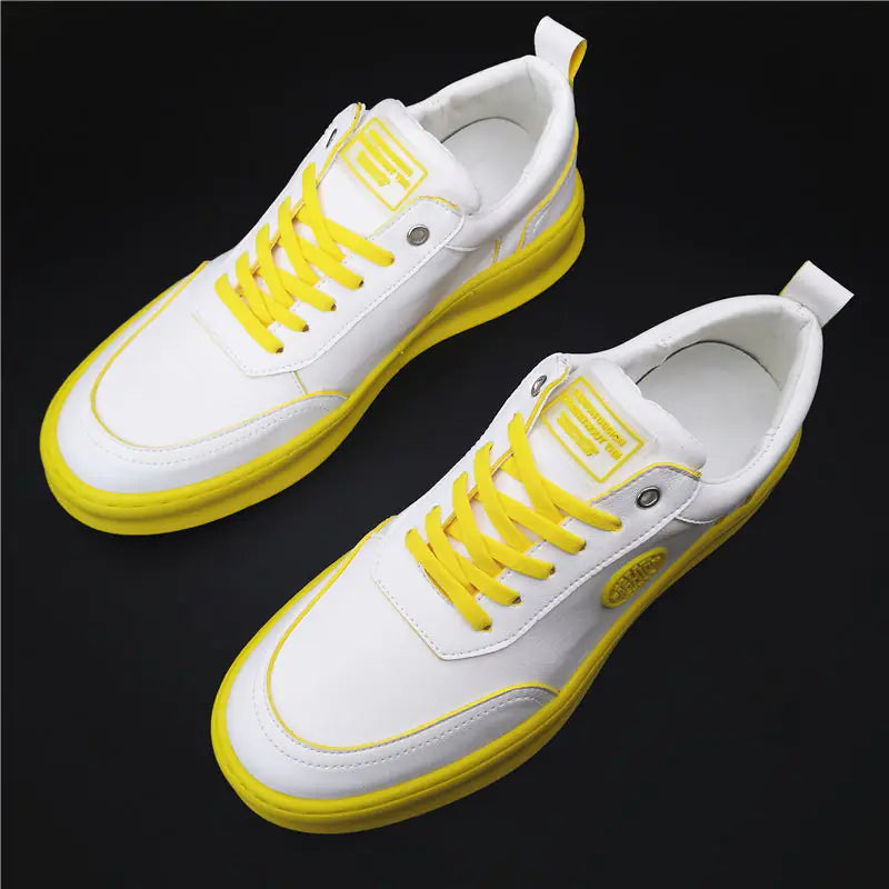 Korean Style White Sneakers for Men - Casual Hip Hop Shoes