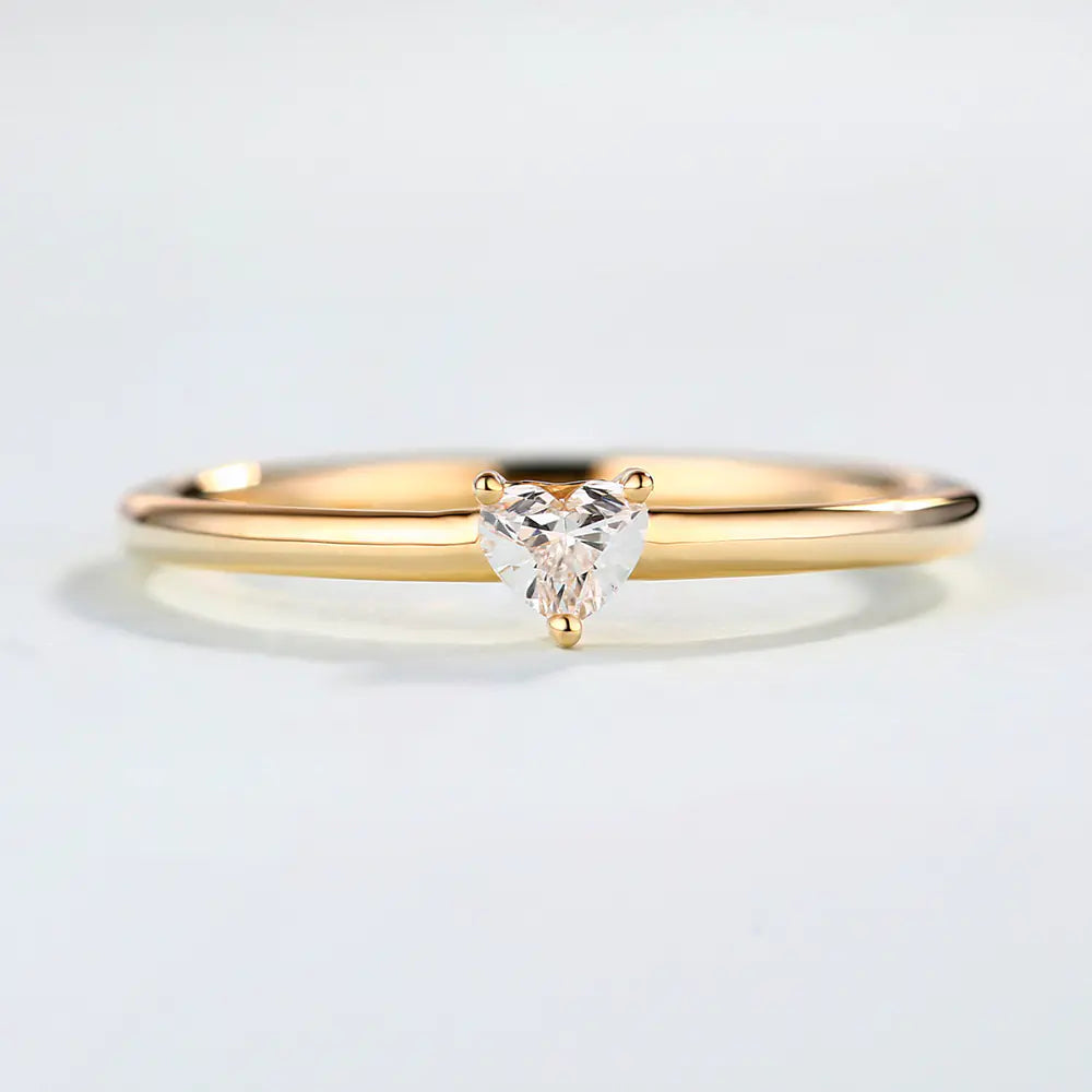 Classic Heart Shaped Zircon Ring for Women