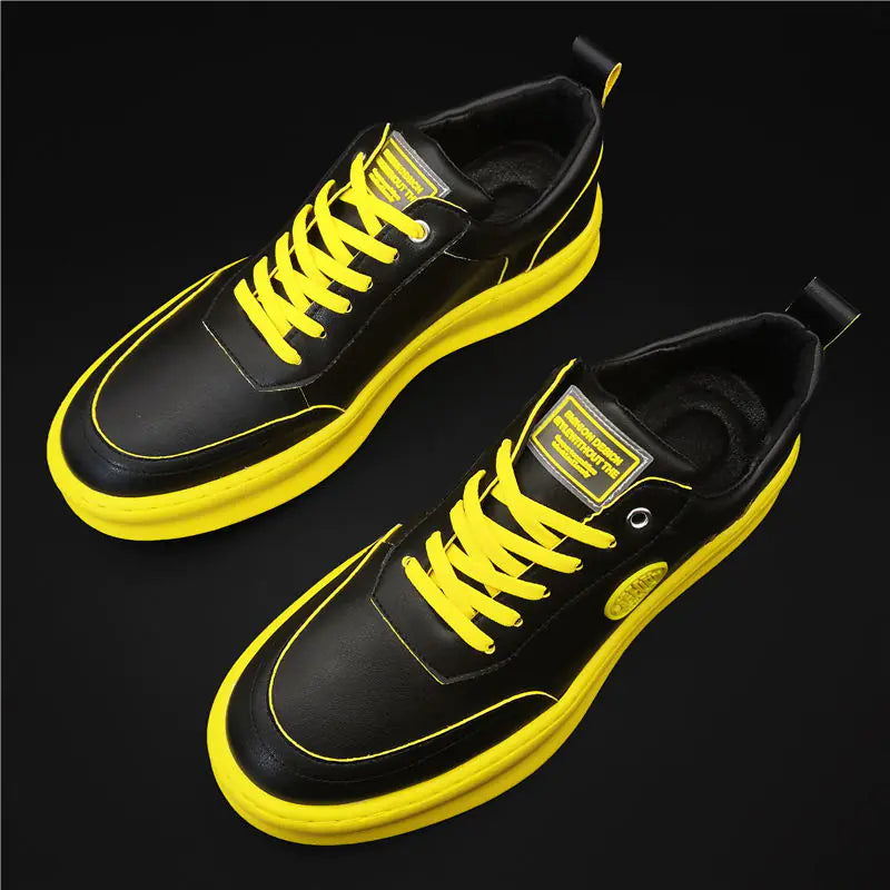 Korean Style White Sneakers for Men - Casual Hip Hop Shoes