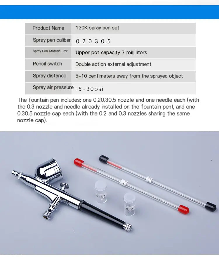 SP130K Dual Action Adjustable Pressure Airbrush