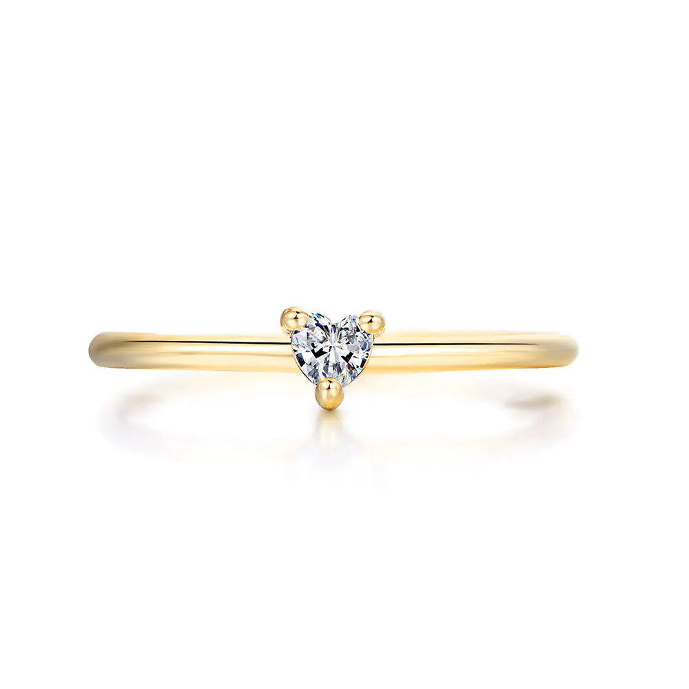 Classic Heart Shaped Zircon Ring for Women