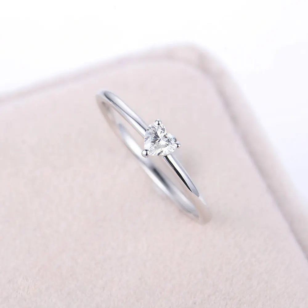 Classic Heart Shaped Zircon Ring for Women