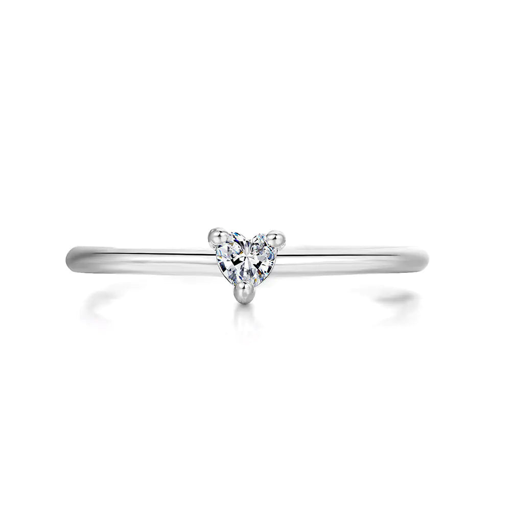 Classic Heart Shaped Zircon Ring for Women