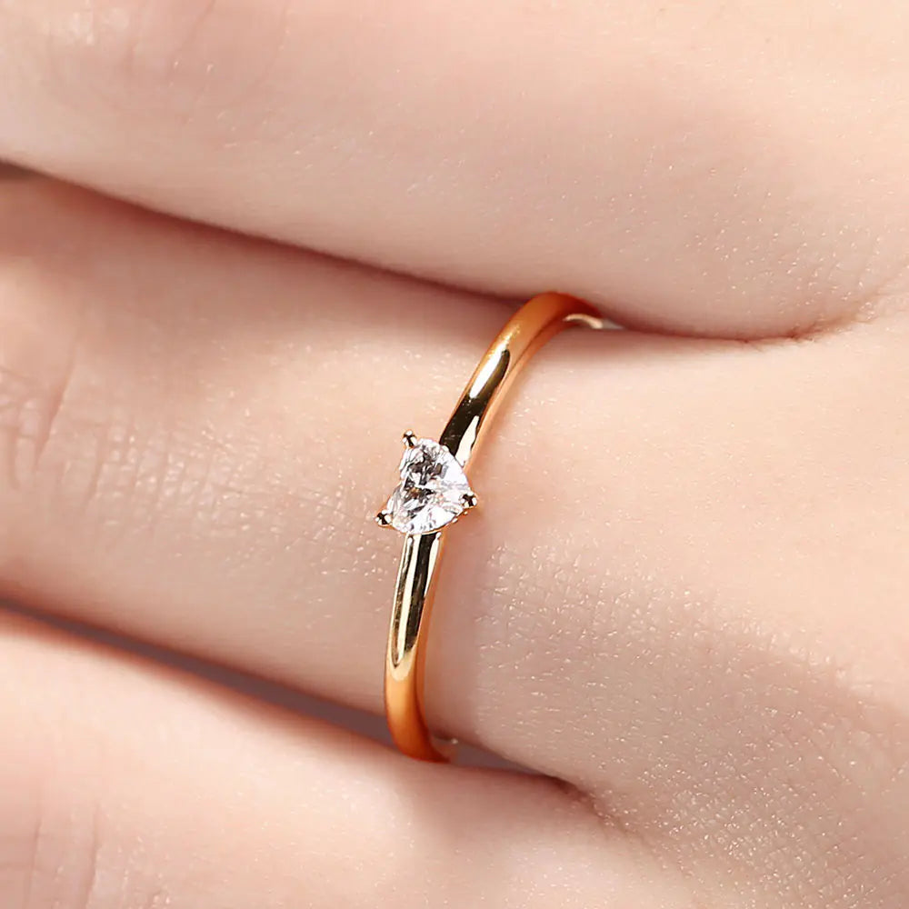 Classic Heart Shaped Zircon Ring for Women