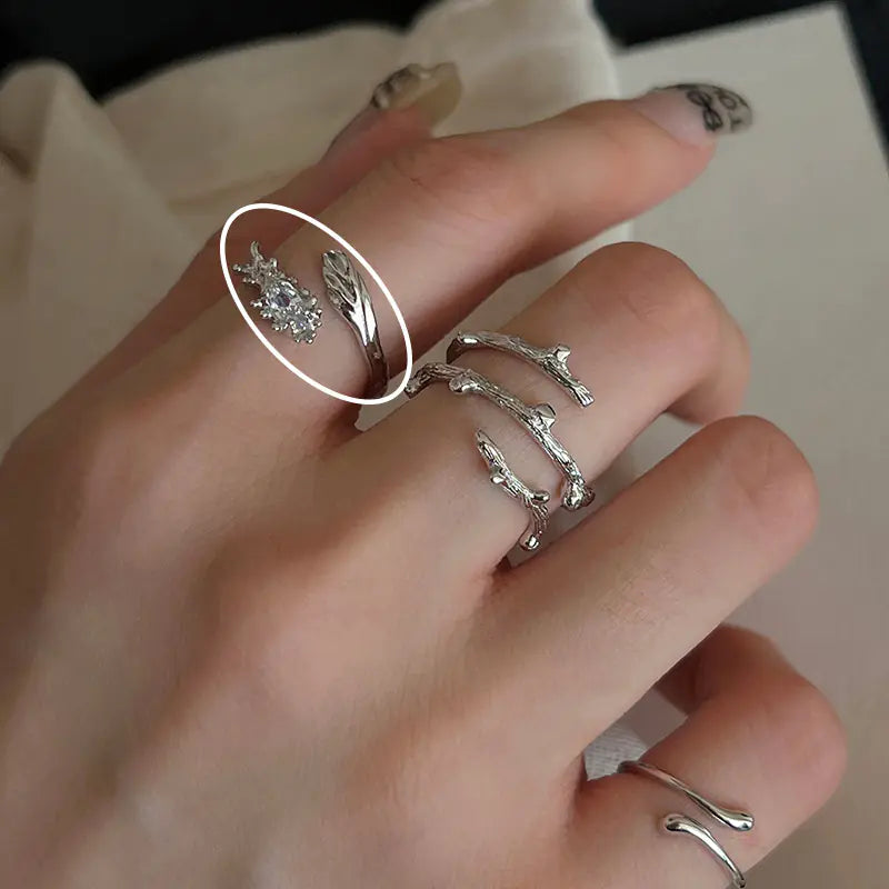 Colorful Zircon Ring Collection - Chic Open Ring Design