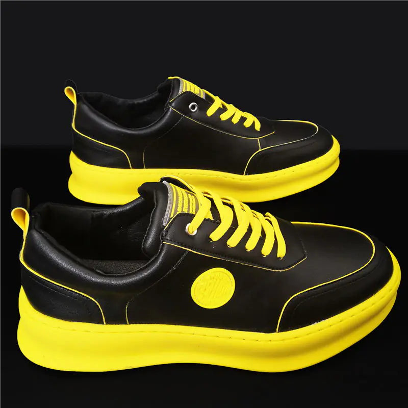 Korean Style White Sneakers for Men - Casual Hip Hop Shoes
