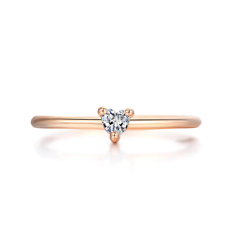 Classic Heart Shaped Zircon Ring for Women